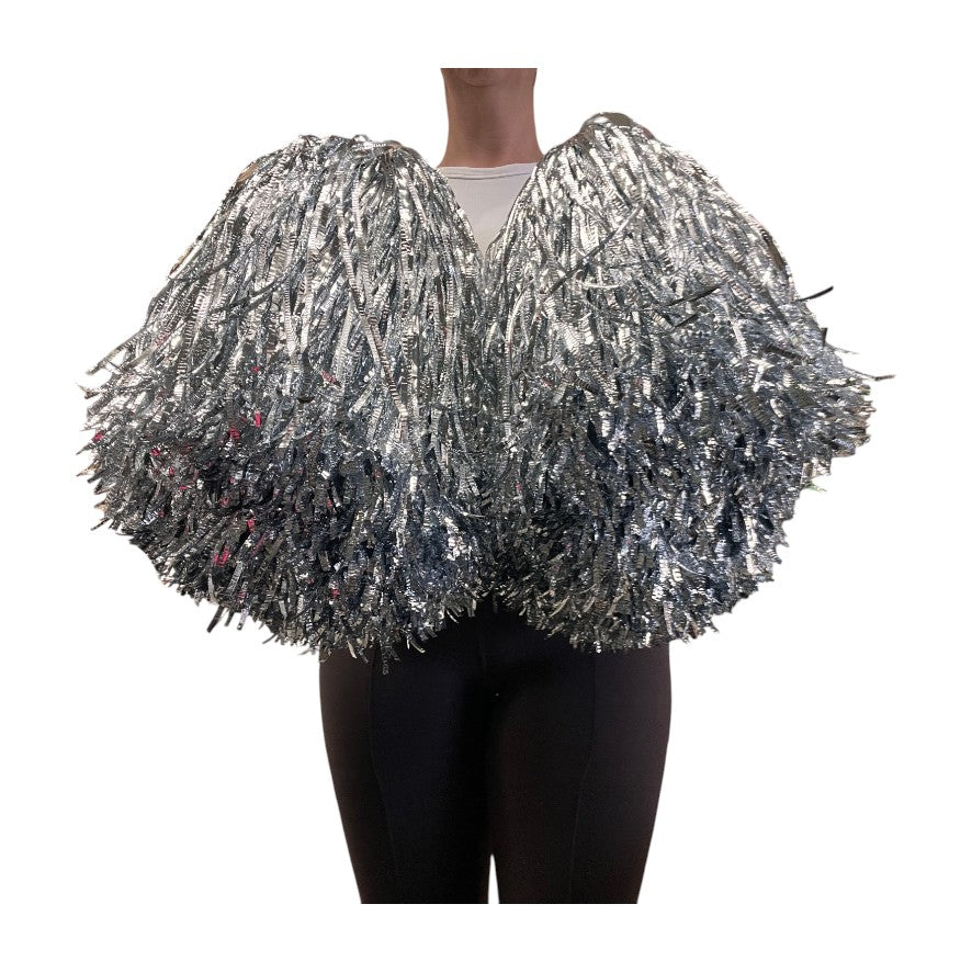 Silver Cheerleading Pom Poms - (4 sets of 12 Available)