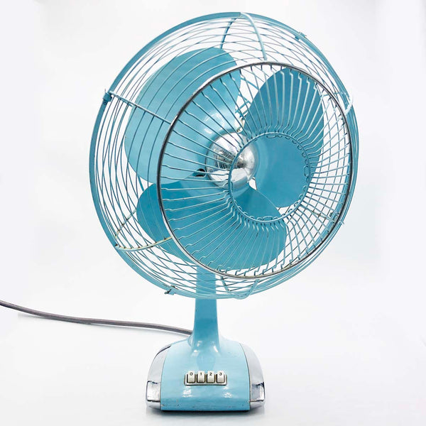 1960s Pale Blue Oscillating Fan