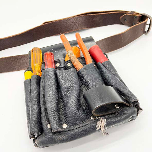 Aged / Used Black Leather Toolbelt Set
