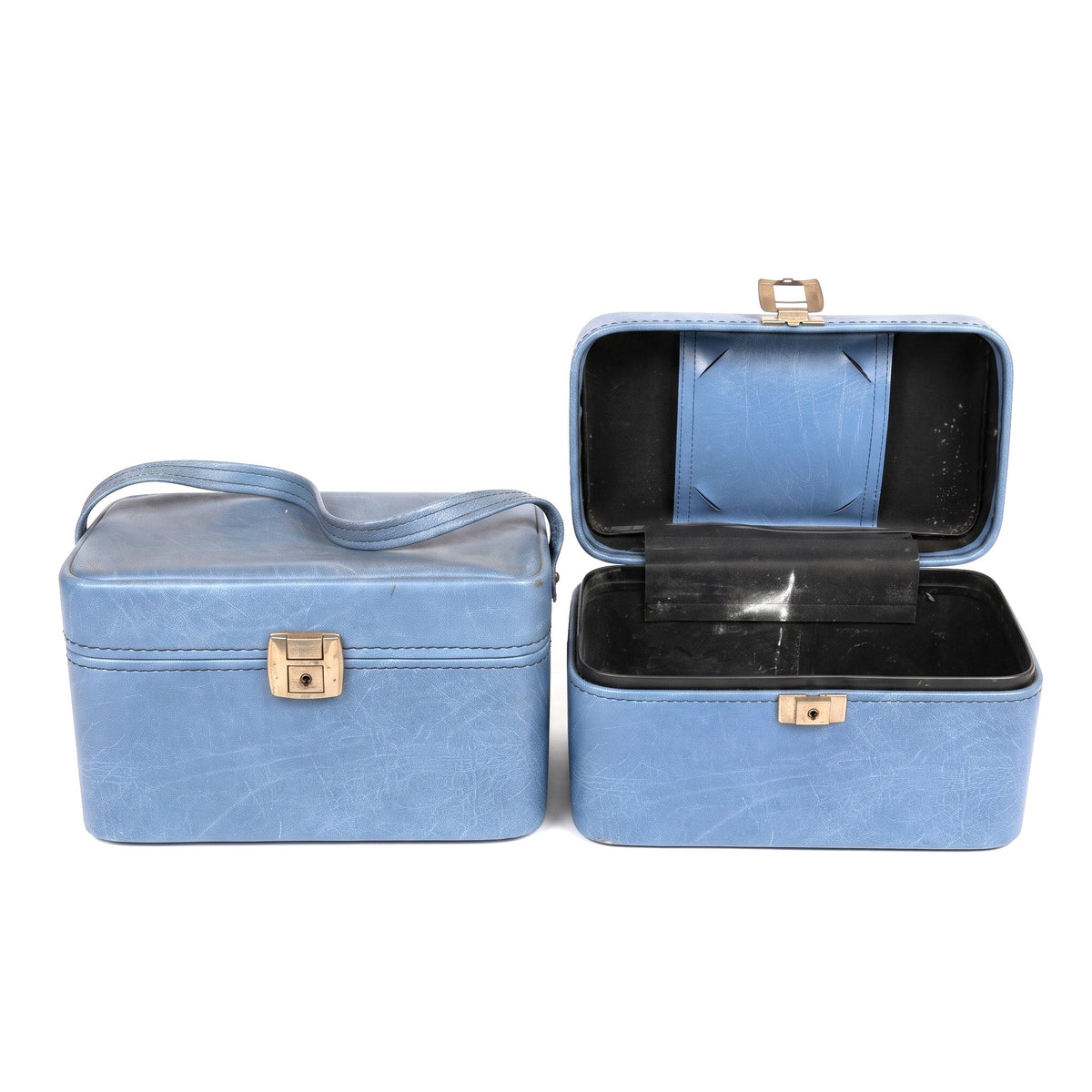 Vintage Blue Vanity Train Case