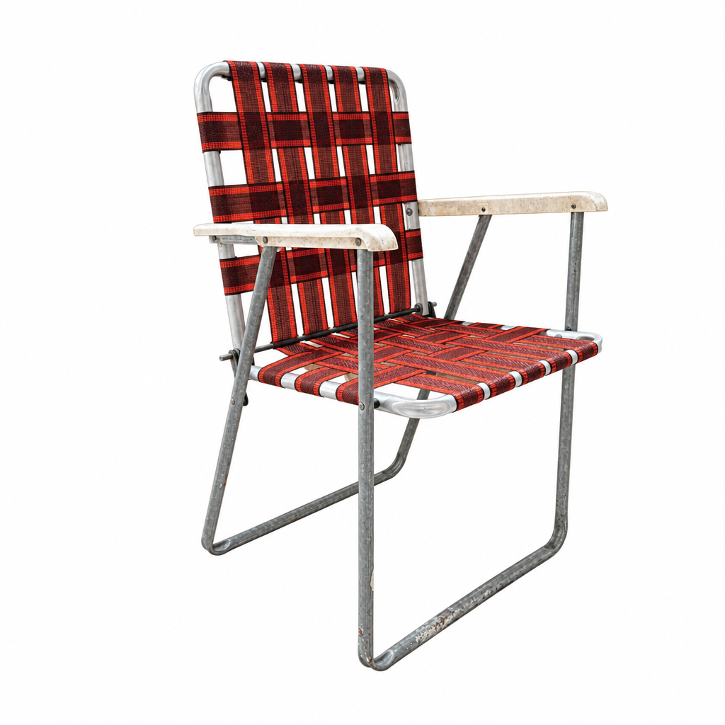 Vintage Folding Webbed Lawn Chair