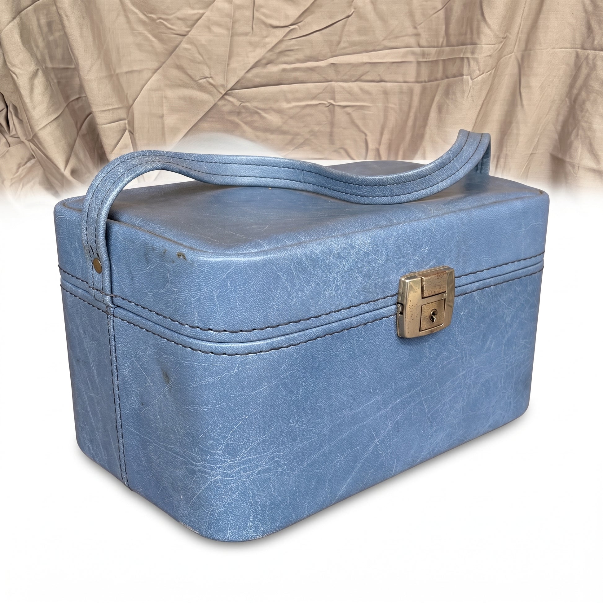 Vintage Blue Vanity Train Case