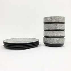 Black & White Textured Dinner Set