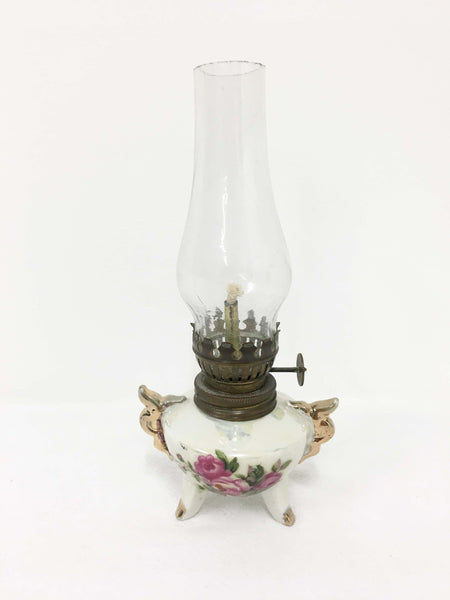 Porcelain Rose Detail Kerosene Lamp