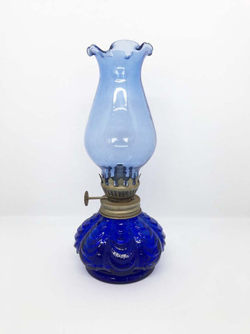 Blue Glass Kerosene Lamp