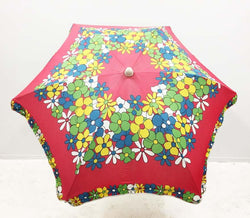 Red & Floral Beach Umbrella