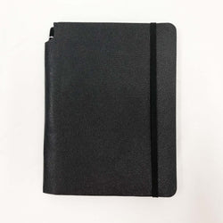 A5 Black Leather Style Notebook with Pen Slot
