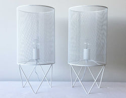 White Mesh Table Lamps - Set of 2