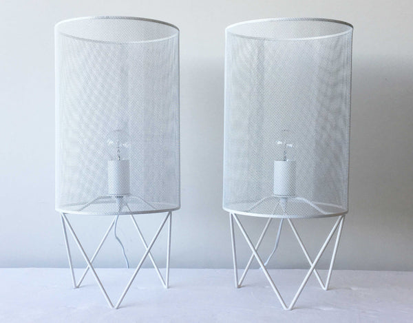 White Mesh Table Lamps - Set of 2